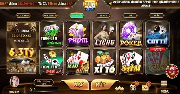 Game bài đỉnh cao với nhiều tựa game phong phú